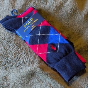 Polo by Ralph Lauren Men's Argyle Socks - Black, Red, and Blue